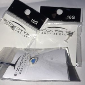 3 - Labre 16G, Heart Shaped, Plastic Backing 💎💙